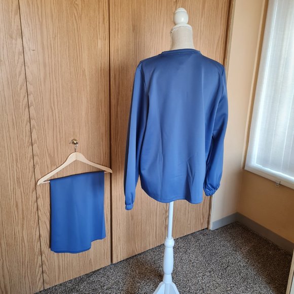 Skirt Suit Sweater Blue Winter Fall NWT 2 Piece Matching Set Two Classy Modest - Picture 7 of 8